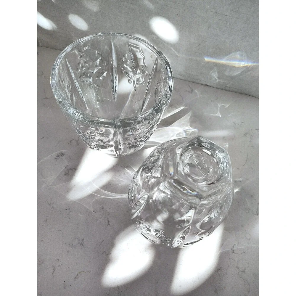 Holiday Ornament Holly‎ Leaves & Berries Design Crystal Lead Cup